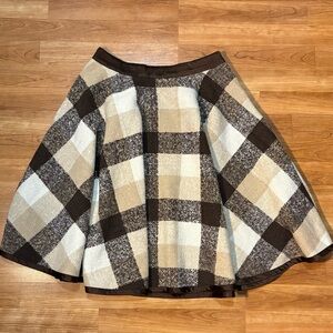 Ryu Anthropologie Plaid Skater Skirt in Brown and Cream Women’s Large